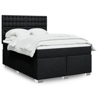 Boxspring met matras stof zwart 140x200 cm