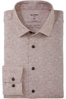 OLYMP Luxor 24/Seven Dynamic Flex Modern Fit Jersey shirt bruin, Melange - thumbnail