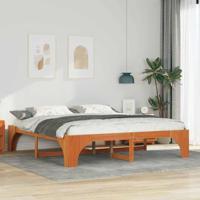 Bedframe met opslag Bruin 200 x 200 cm Massief grenenhout