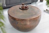 Ronde salontafel ORIENT II 60cm gevlamd koper metaal gehamerd ontwerp handgemaakt - 39535