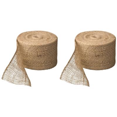 Hobby/knutsel/bescherming materiaal - 2x - Juteband - naturel - 10 cm x 25 mtr