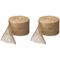 Hobby/knutsel/bescherming materiaal - 2x - Juteband - naturel - 10 cm x 25 mtr