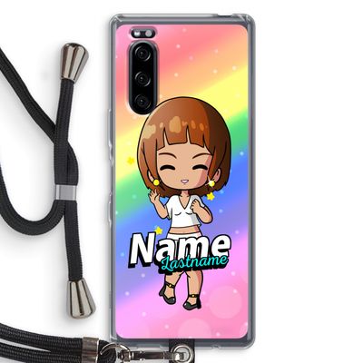Chibi Maker vrouw: Sony Xperia 5 Transparant Hoesje met koord