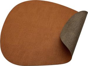 Luxe placemats lederlook - Eivormig - 6 stuks - Dubbelzijdig: bruin / cognac - 44 x 37 cm - leer - leatherlook placemat