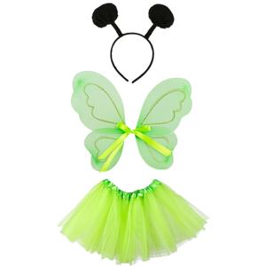 Vlinder verkleed set - vleugels/rokje/diadeem - groen - kinderen - carnaval accessoires