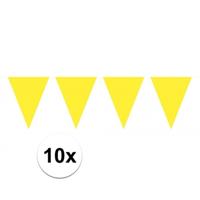 Party Vlaggenlijn puntvlaggetjes - 10x - kunststof - geel - 10 meter - Slinger - versiering