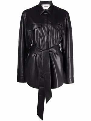 Nanushka chemise oversize ceinturée en cuir vegan - Noir