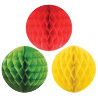 Kerstversiering set van 6x papieren kerstballen 10 cm groen geel en rood - thumbnail