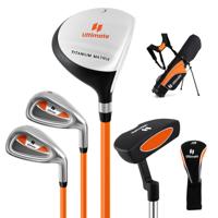 Compleet Golfclubset Draagbare Golftas met Standaard & Regenhoes Rechtshandig Golfset voor Kinderen van 8-10 Jaar Oranje