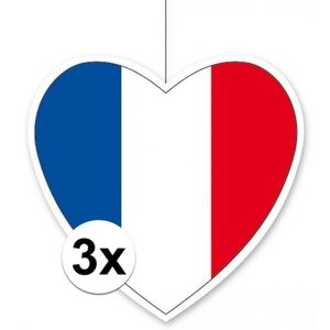 3x Frankrijk hangdecoratie harten 28 cm   -