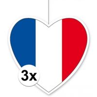3x Frankrijk hangdecoratie harten 28 cm   - - thumbnail