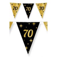 Leeftijd verjaardag feest vlaggetjes 70 jaar geworden zwart/goud 10 meter   - - thumbnail