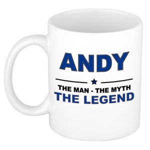 Naam cadeau mok/ beker Andy The man, The myth the legend 300 ml - Naam mokken