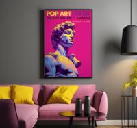 Popart tentoonstelling poster woonkamer