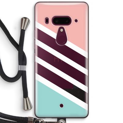 Strepen pastel: HTC U12+ Transparant Hoesje met koord