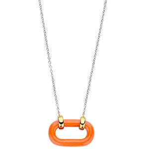 TI SENTO-Milano 34012OR Ketting Ovaal zilver goud-en zilverkleurig-oranje 38-48 cm