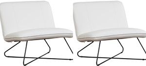 Set van 2 Witte leren industriële fauteuils zonder armleuning Smile - Toledo Leer Purewhite (wit leer)