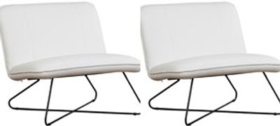 Set van 2 Witte leren industriële fauteuils zonder armleuning Smile - Toledo Leer Purewhite (wit leer)