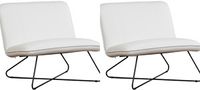 Set van 2 Witte leren industriële fauteuils zonder armleuning Smile - Toledo Leer Purewhite (wit leer)