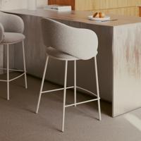 Kave Home Barkruk 'Maina' Chenille, kleur Beige (zithoogte 65cm)