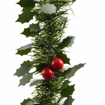 Decoris kerstslinger hulst - 4x - groen - 270 cm - kunststof - guirlande - kerstversiering
