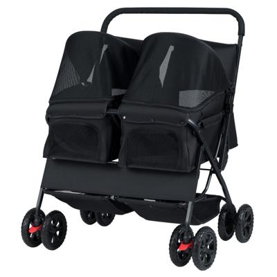 Dubbele Kinderwagen met 4 Wielen voor Honden Opvouwbare Jogger voor Honden met 2 Zitplaatsen