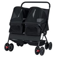 Dubbele Kinderwagen met 4 Wielen voor Honden Opvouwbare Jogger voor Honden met 2 Zitplaatsen