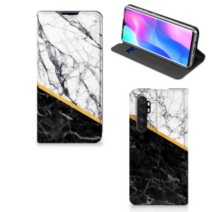 Xiaomi Mi Note 10 Lite Standcase Marmer Wit Zwart - Origineel Cadeau Man