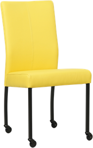 Felgele leren moderne eetkamerstoel Comfort - poot vierkant zwart met wiel - Hermes Leer Yellow (felgeel leer)