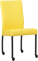 Felgele leren moderne eetkamerstoel Comfort - poot vierkant zwart met wiel - Hermes Leer Yellow (felgeel leer)