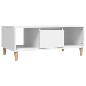 The Living Store Salontafel - Massief eucalyptushout - Wit - 90 x 50 x 36.5 cm