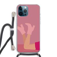 Pink boots: iPhone 12 Pro Max Transparant Hoesje met koord
