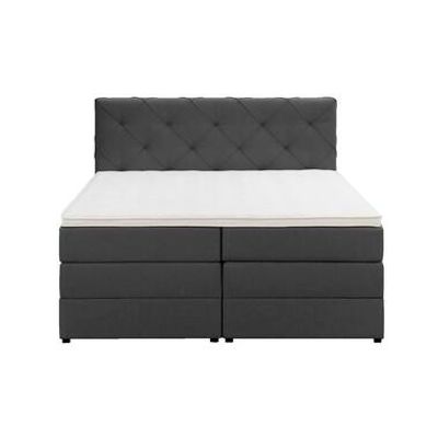 Boxspring met opbergruimte Liv geruit - antraciet - 140x200 cm - Leen Bakker