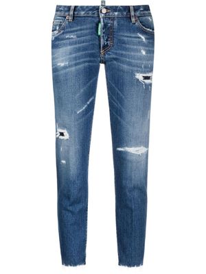 DSQUARED2 jean court à effet usé - Bleu
