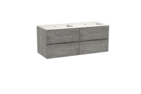 Storke Edge zwevend badmeubel 130 x 52 cm beton donkergrijs met Mata dubbele wastafel in solid surface
