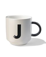 HEMA Mok Aardewerk Wit/zwart 350 Ml - J (wit) - thumbnail