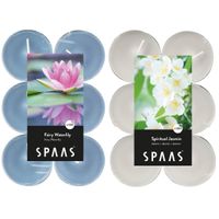 Candles by Spaas geurkaarsen - 24x stuks in 2 geuren Jasmin en Waterlilly flowers - thumbnail