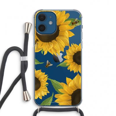 Sunflower and bees: iPhone 12 mini Transparant Hoesje met koord