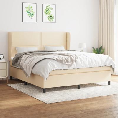 Boxspring met matras stof crèmekleurig 180x200 cm