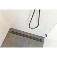 Easy Drain Compact 30 TAF Modulo douchegoot RVS m. Zero+ rooster, waterslot 30mm 70cm inbouwdiepte 70mm met zijuitloop zwart edm1tafzm700-30b