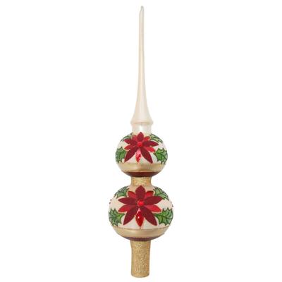 Krebs piek met kerstster - goudkleurig - glas - 30 cm - kerstversiering - kerstboomversiering