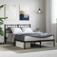 Bedframe met hoofdbord metaal zwart 160x200 cm