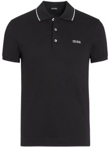 Zegna polo en coton à logo brodé - Noir