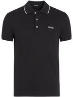 Zegna polo en coton à logo brodé - Noir