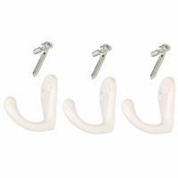 Luxe kapstokhaken - 6x - wit - hoogwaardig metaal - strak design - 3,3 x 4,1 cm