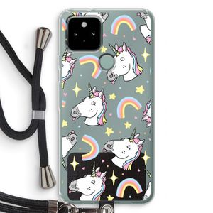 Rainbow Unicorn: Pixel 5 Transparant Hoesje met koord