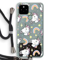 Rainbow Unicorn: Pixel 5 Transparant Hoesje met koord