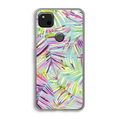 Tropical Palms Blue: Google Pixel 4a Transparant Hoesje