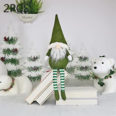 2 stuks CX20218 gezichtsloze lange-legged vergadering pop venster ornament kerst decoratie (groen)