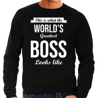 Worlds greatest boss cadeau sweater zwart voor heren - thumbnail